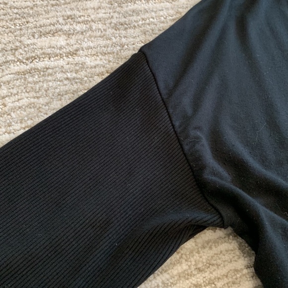 Banana Republic Baby Terry Long Cardigan Womens Size M Black Ribbed Knit Duster - Picture 8 of 16